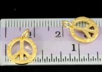 KG-553 Thai karen hill tribes handmade silver 6 gold vermeil rough stone texture peace sign charm