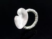 KY-031 Thai karen hill tribe handmade silver single lotus leaf ring