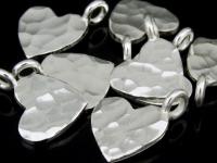 3KH-018 Thai karen hill tribe handmade silver 4 small hammered heart charm