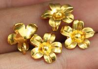 KG-558 Thai karen hill tribes handmade silver 5 gold vermeil small wild flower charm