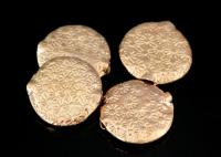 KZ-232 Thai karen hill tribe handmade silver 2 rose gold vermeil daisy print fancy puffy bead