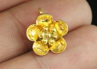 KG-559 Thai karen hill tribes handmade silver 3 gold vermeil medium wild flower charm