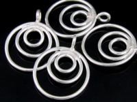 2KH-047 Thai karen hill tribe handmade silver 4 plain triple ring charm