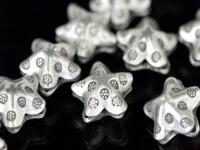 KD-008 thai karen hill tribe silver 2 star puffy bead with flower print