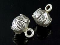 3KH-068 Thai karen hill tribe handmade silver 4 leaf print lotus charm