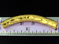 KG-133 24k gold vermeil 1 thai karen hill tribes handmade silver hammered curve tube bead