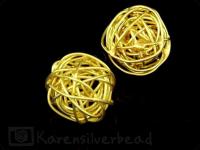 KG-026 24K gold vermeil 4 thai karen hill tribes handmade silver small wire ball bead