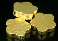 KG-080 Thai karen hill tribe silver 1 gold vermeil hammered cylinder flower shaped bead