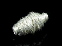 KS-047 Thai karen hill tribe handmade silver 1 wire wrap bicone bead 