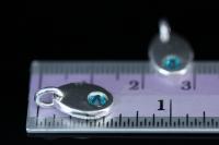 8KH-137 thai karen hill tribe silver 1 pebble charm open jump ring with swarovski crystal birthstone(Dec:Blue Zircon)