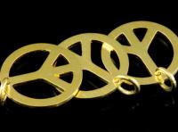 KG-523 24K gold vermeil thai karen hill tribes handmade silver 2 peace sign charm 14.0 mm.