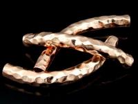 KZ-079 24K rose gold vermeil thai karen hill tribe handmade silver 1 hammered curved tube bead 