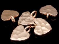 KZ-100 24K rose gold vermeil thai karen hill tribe handmade silver 5 Hammered heart shape charms (Fix hoop)