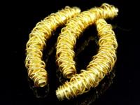 KG-161 24K gold vermeil 1 thai karen hill tribes handmade silver wire wrap curve tube bead 