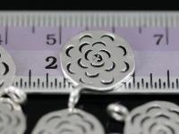 4KH-055 Thai karen hill tribe handmade silver 2 Tracery flower disc charm