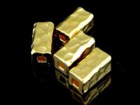 KG-148 24K gold vermeil 2 thai karen hill tribes handmade silver hammered square tube bead 
