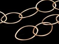 KZ-185 24K rose gold vermeil thai karen hill tribe handmade silver plain oval link chain 24 inch