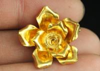KG-557 Thai karen hill tribes handmade silver 1 gold vermeil large wild rose charm