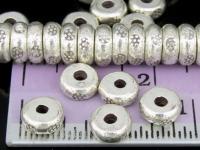 KK-017 Thai karen hill tribe handmade silver 8 daisy print spacer bead