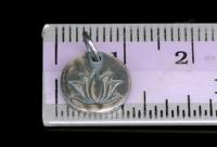 8KH-090 Thai karen hill tribe handmade silver 4 oxidize printed lotus disc charm 10.0 mm.