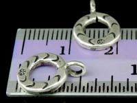 3KH-025 Thai Karen hill tribe Silver 2 white color flower print charm