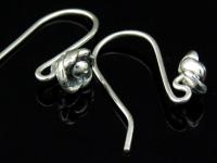 6KH-010 Thai karen hill tribe hanamade silver black & black piar wild flower earring 
