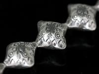 KV-017 thai karen hill tribe silver 1 fancy print square puffy bead