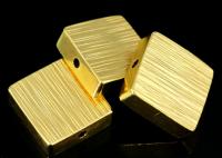 KG-563 Thai karen hill tribe silver 1 gold vermeil line hammered scratch cylinder square shaped bead