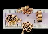 KZ-224 Thai karen hill tribe handmade silver 4 rose gold vermeil flower charm