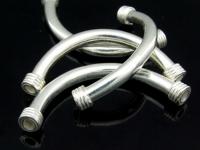 KS-030 Thai karen hill tribe handmade silver 1 long plain curved tube bead 