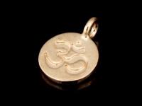 KZ-168 24K rose gold vermeil thai karen hill tribe handmade silver 2 small om symbol disc charm 