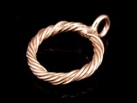 KZ-122 24K rose gold vermeil thai karen hill tribe handmade silver 2 twist wire round charm 