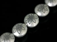 KT-005 thai karen hill tribe silver 4 flower print round puffy bead