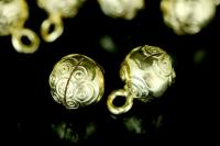 KG-624 Thai karen hill tribe silver 2 gold vermeil fancy round ball bell charm