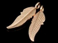 KZ-073 24K rose gold vermeil thai karen hill tribe handmade silver 2 feather diecut charm 