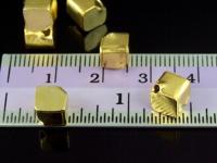 KG-062 24K gold vermeil 4 thai karen hill tribes handmade silver plain cube beads