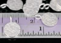 3KH-132 Thai karen hill tribe handmade silver 2 small rough stone texture charm 