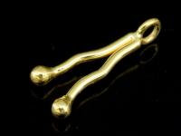 KG-257 24K gold vermeil Karen hill tribe handmade silver 2 twin wavy charm