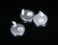 8KH-117 thai karen hill tribe silver 1 round disc charm open jump ring with swarovski crystal birthstone(Apr:Crystal)