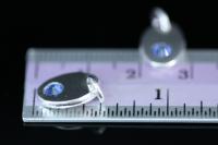 8KH-134 thai karen hill tribe silver 1 pebble charm open jump ring with swarovski crystal birthstone(Sep:Sapphire)