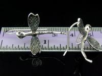 6KH-020 Thai karen hill tribe hanamade silver black & black small pair dragonfly earring 