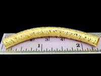 KG-506 24K gold vermeil Karen hill tribe handmade silver 1 scratch hammered curve tube bead 