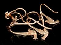 KZ-207 Thai karen hill tribes handmade 24K rose gold vermeil over silver pair bird diecut earring hook 