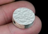 KV-036 Thai karen hill tribe handmade silver 2 hammered cylinder round shaped bead