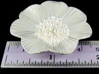 4KH-044 Thai karen hill handmade silver 1 white wild flower pendant