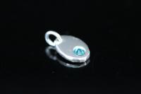 8KH-137 thai karen hill tribe silver 1 pebble charm open jump ring with swarovski crystal birthstone(Dec:Blue Zircon)