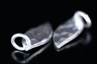 5KH-028 thai karen hill tribe handmade silver 4 small hammer single side leaf shape charm
