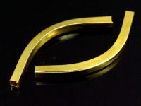 KG-150 24K gold vermeil 2 thai karen hill tribes handmade silver plain square curve tube bead 