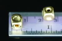 KG-406 Thai karen hill tribe silver 4 gold vermeil cube bead