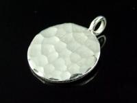 3KH-055 Thai karen hill tribe handmade silver 2 hammered round disc charm ( Single side)